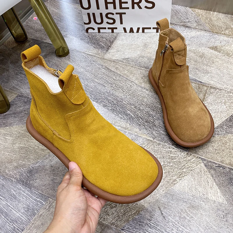 

Flats Ankle Boots Women Fashion Cozy Shoes Designer Winter Short Boots Woman Casual 2025 Dress New Trend Chelsea Botas Ladies