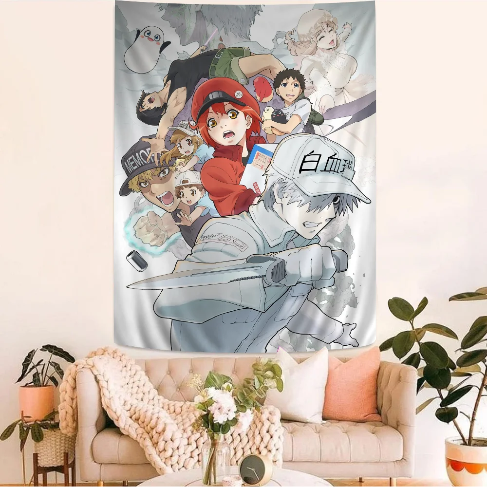 

Cells At Work Hippie Wall Hanging Tapestries Art Science Fiction Room Home Decor Kawaii Room Decor