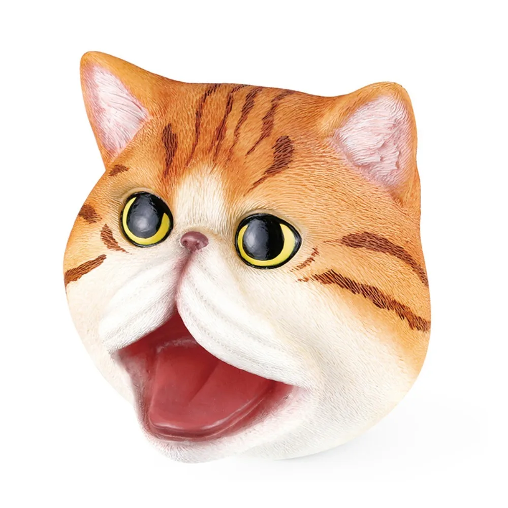 

Vinyl Animal Head Hand Puppet Simulation Interactive Cat Figure Toys Gloves Teasing Soft Pet Cat Head Model Toy Halloween Toys