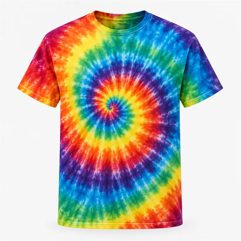 Men's Tie Dye T Shirt Colorful Spiral Graphic Short Sleeve Casual Summer Festival Streetwear Vintage Fashion Everyday Top Tee