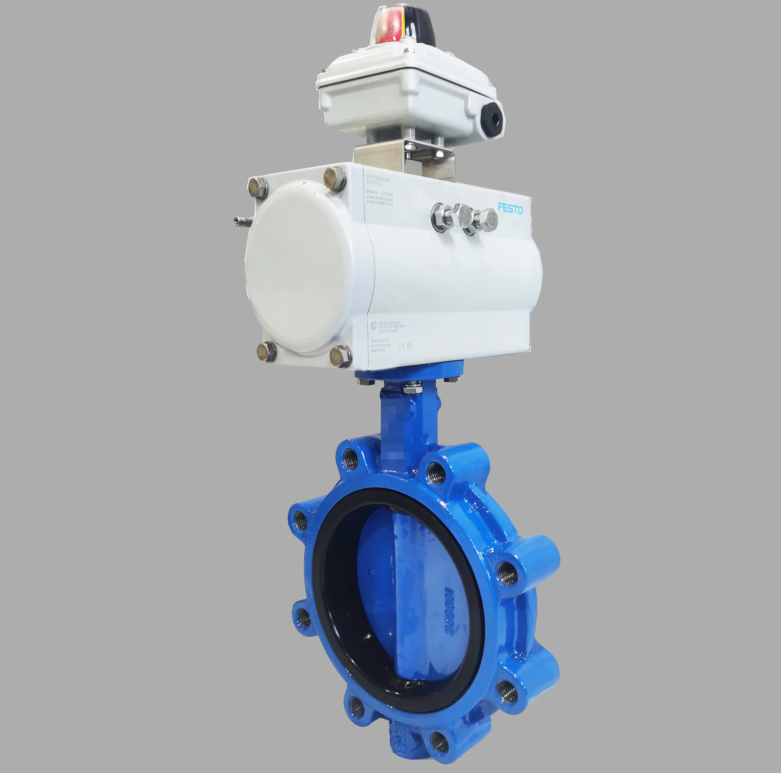 DN150 Class 150 Lugged Butterfly Valve with Double Acting Explosion-Proof Pneumatic Actuator