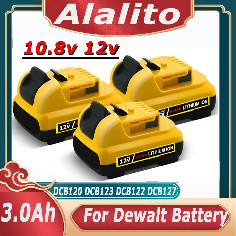 Cordless/Rechargeable for Dewalt DCB120 Lithium ion Batteries 12V 3.0Ah Battery DCB124 DW089LG DCD701F2 Power Tools/Laser Level