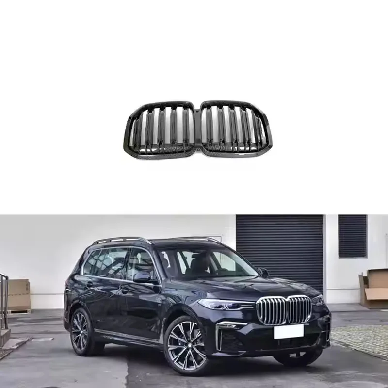 

For BMW X7 G07 XDrive4i Front Kidney Grille Carbon Fiber Dual Plate 2019-2021