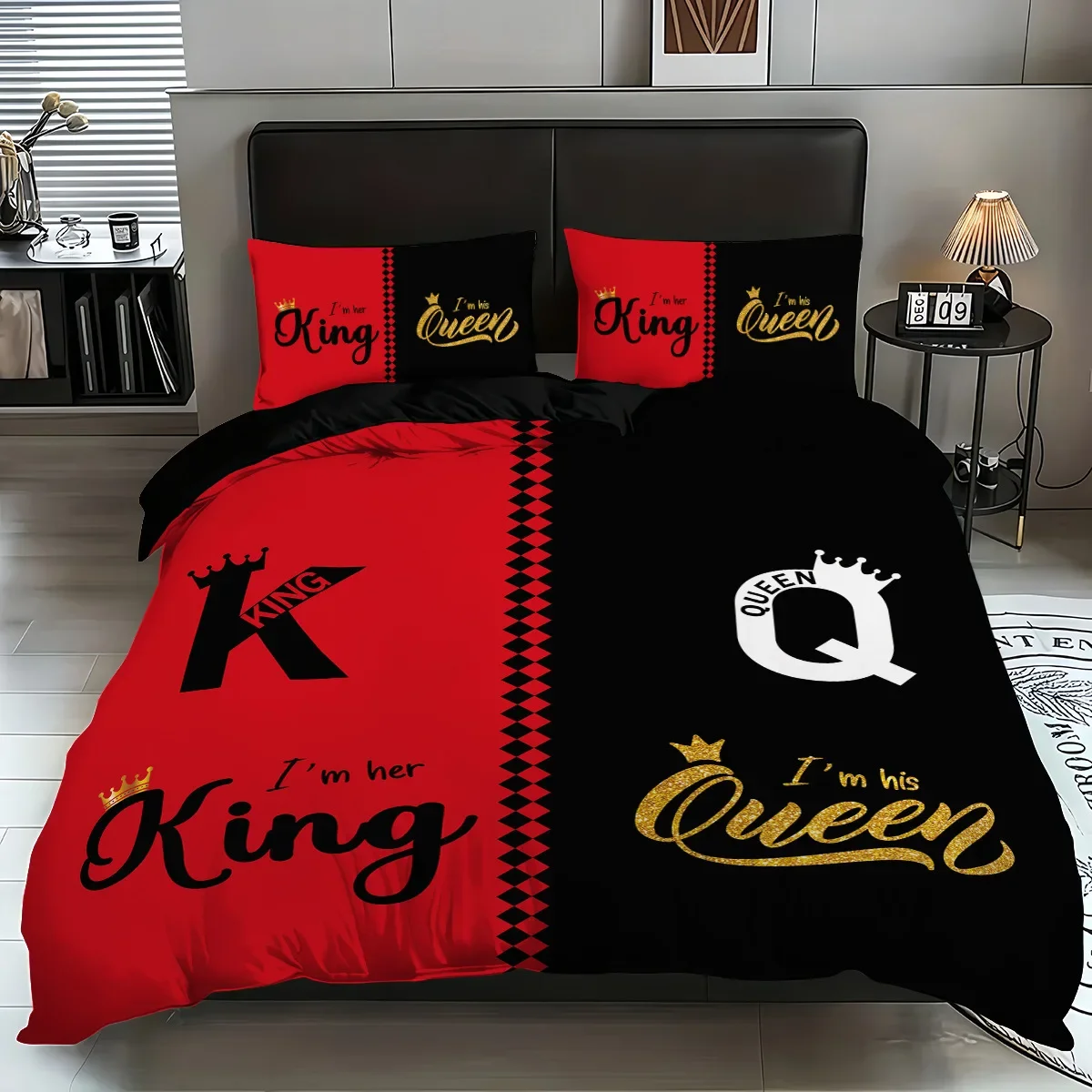 3pcs Bedding Set King Queen Size Pattern Warm  Dark color Cover with 2 Pillowcase Single Double soft Cover for Bedroom Decor