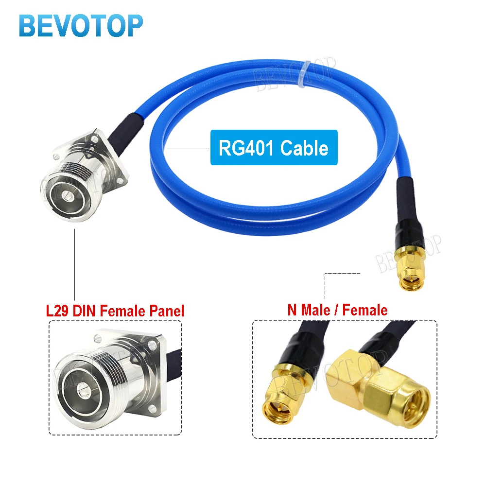 RG401 50-5 Cable L29 DIN Female Panel  to SMA Male Plug High Frequency Low Loss RG-401 Test Cable RF Coaxial Pigtail Jumper