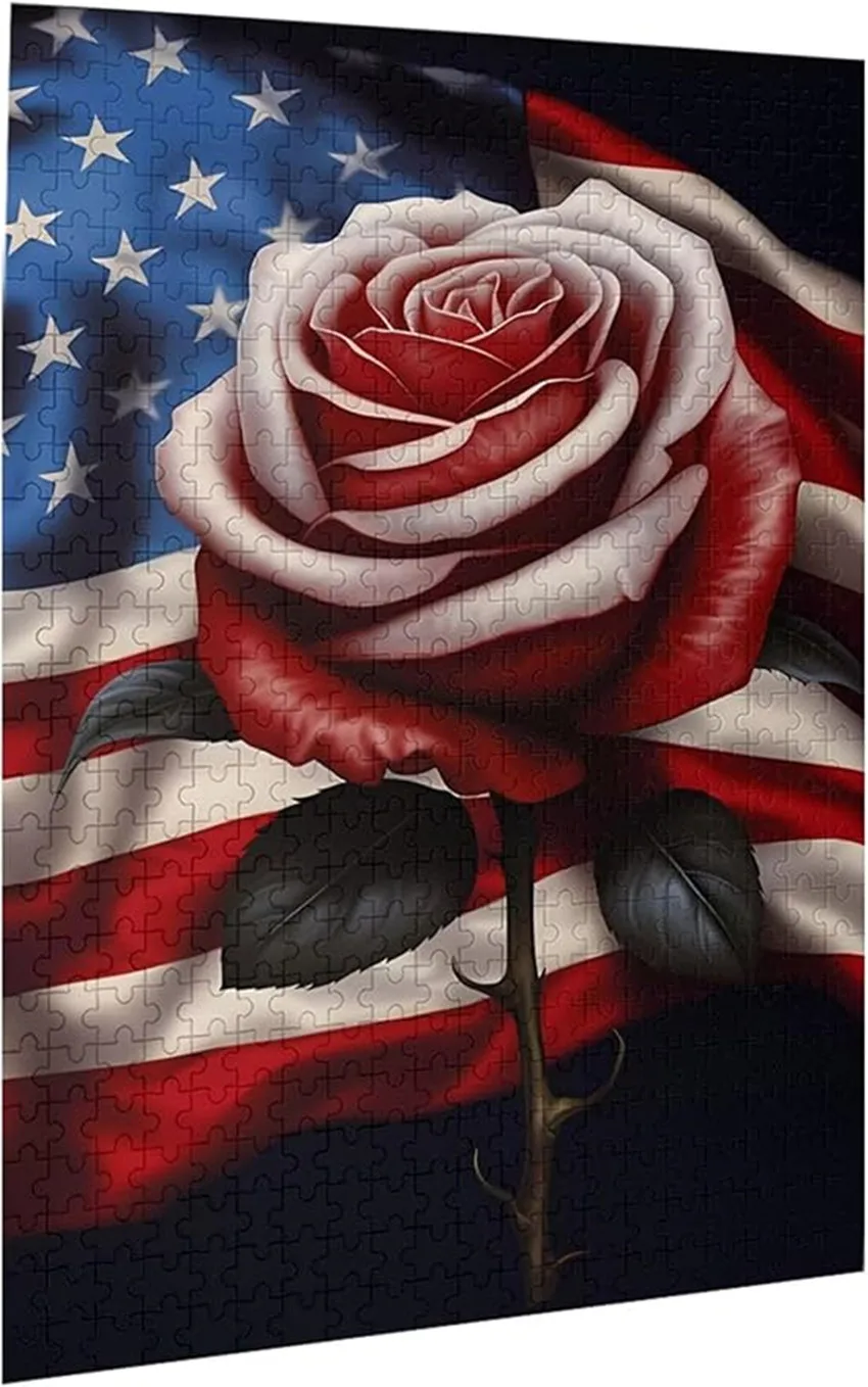 

Пазлы для взрослых 500 1000 шт. Пазлы Патриотический флаг 4 июля Розы Американский ветеран День памяти Формирование деревянного