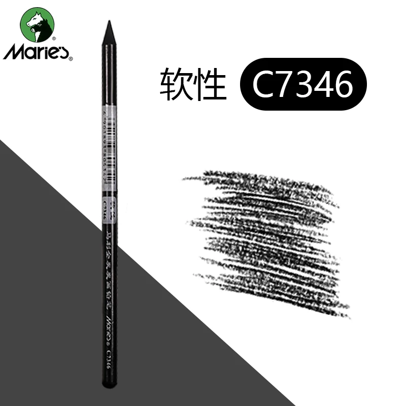 6pcs Maries Artist Charcoal Sticks Professional Manga Sketch Drawing Charcoal Pencil  Whole Lead Core Soft/Medium 2 Grades