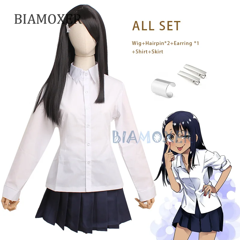 Anime Ijiranaide Nagatoro San Nagatoro Hayase Cosplay Costume Hair Wig Hairpin Earring Ear Jacket Cosplay Prop Outfits All Set