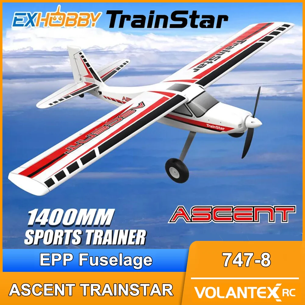 Volantex 747-8 RC Airplane Trainer TrainStar Ascent Electric RC Aircraft with Plastic Unibody Fuselage PNP Without Radio Battery