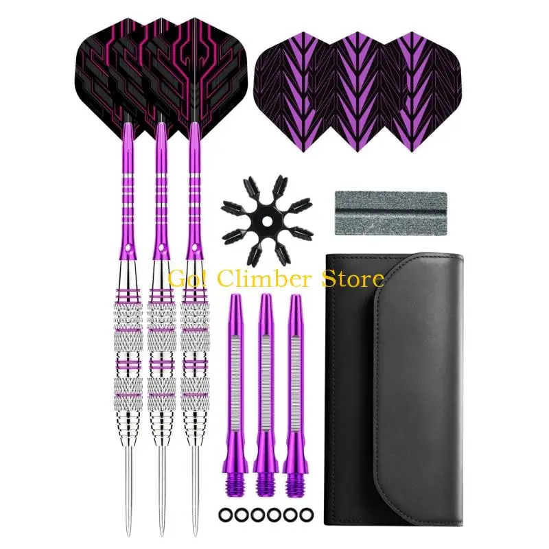 Q84C 24 G Throwing Set Targets Arrows with Steel Points, Textured Bodies, and Case