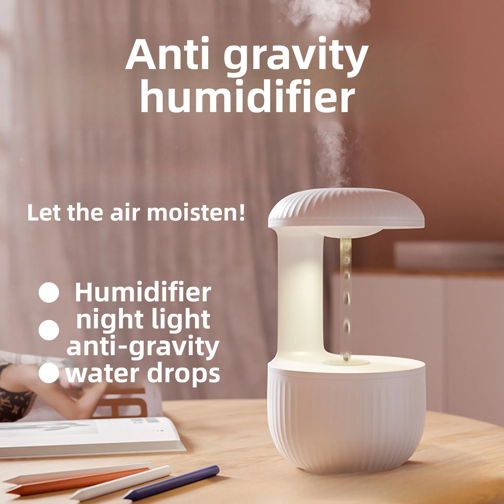 2026 New Upgrade Aroma Diffuser Anti-gravity Water Droplet Reverse Flow Humidifier Essential Oil Mini Aroma Diffuser Lamp Ultras