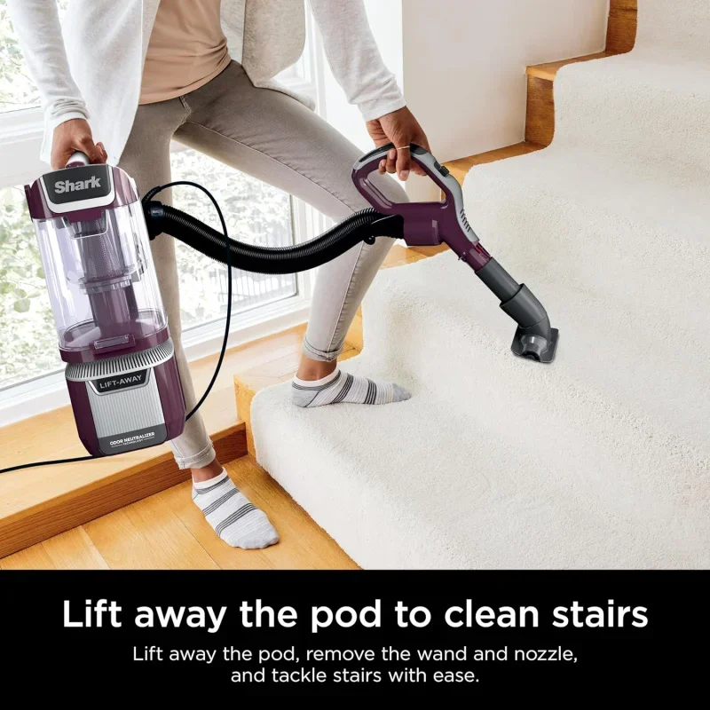 QWShark LA702 Rotator Pet Lift-Away ADV Upright Vacuum with DuoClean PowerFins HairPro & Odor Neutralizer Technology,Wine Pur