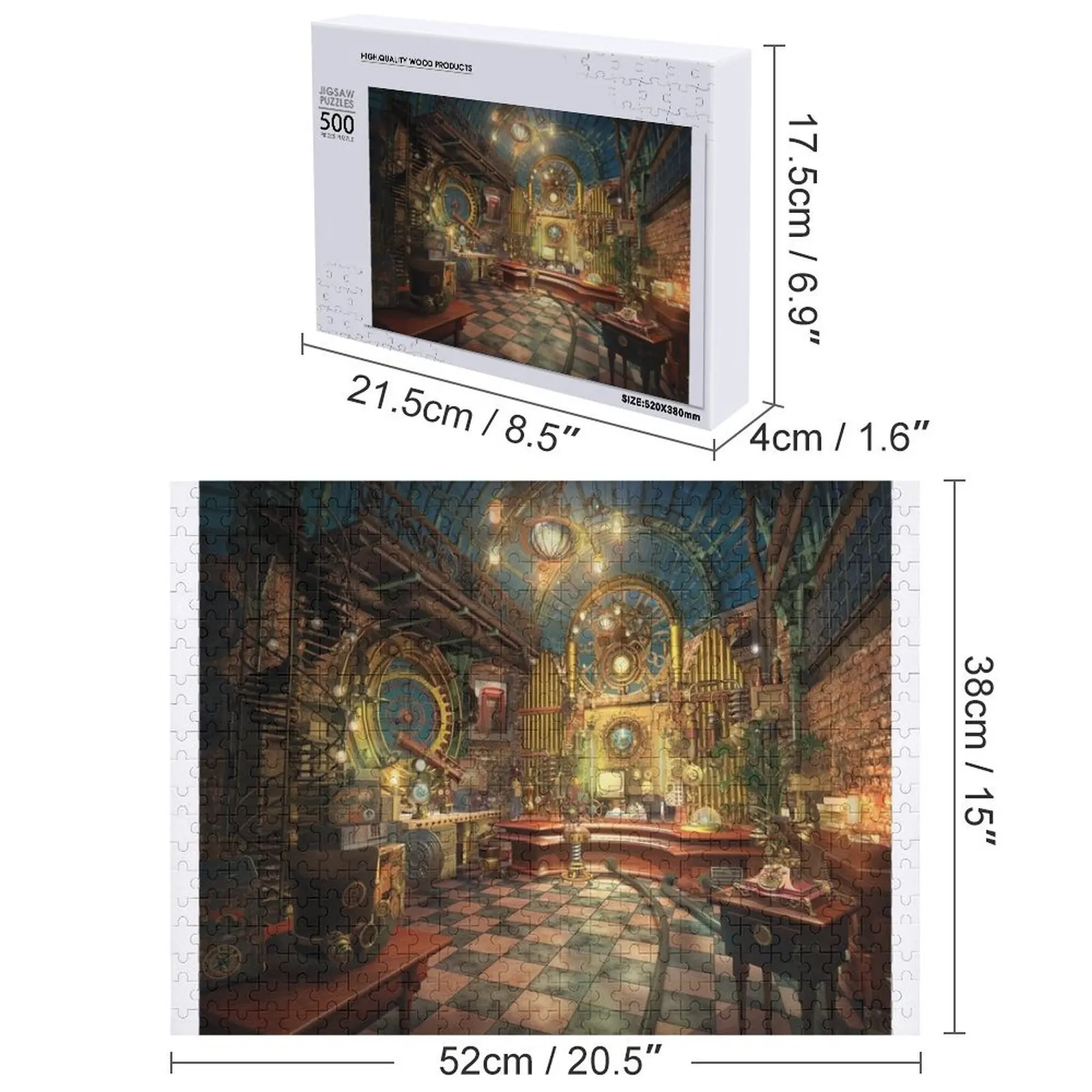 Surrealistyczna Steampunkowa Sala Muzyczna z Puzzle Fonebook z Personalizowanym Zdjęciem, Drewniane Dekoracje, Obrazy, Puzzle