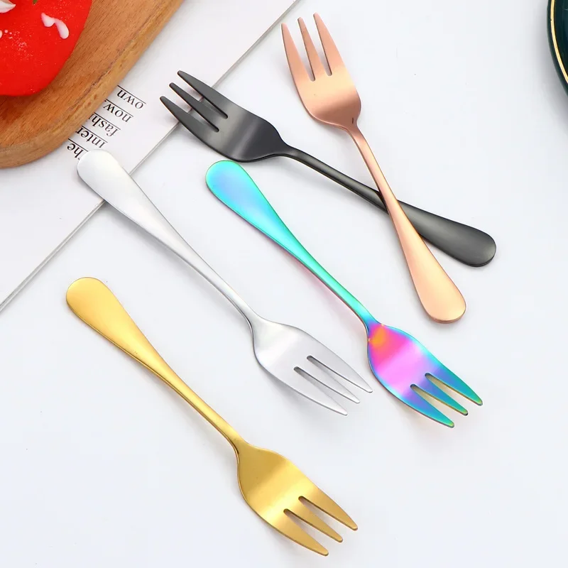 6pcs/set Fruit Forks Dessert Forks Are Small and Delicate for Entertaining Guests Stainless Steel Cutlery Mini Fork Set