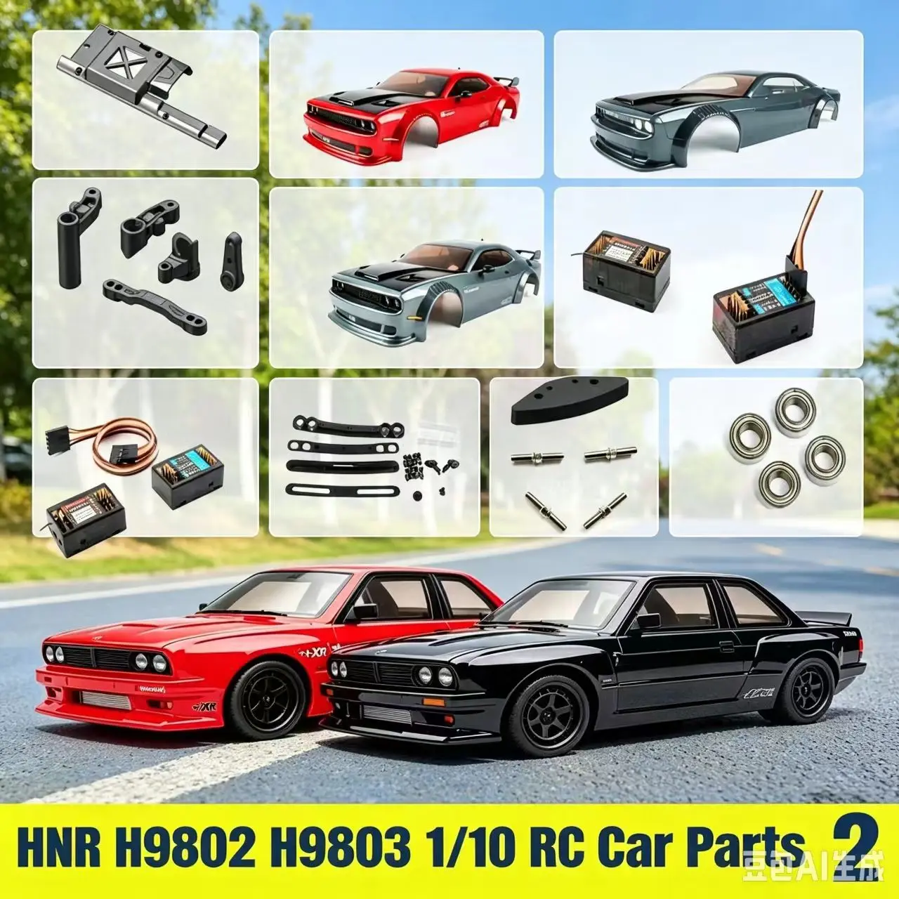 HNR HN H9802 H9803 1/10 RC Car Parts Car Shell Collision Prevention Receiver Bearing Steering Components Connecting Rod Parts 2
