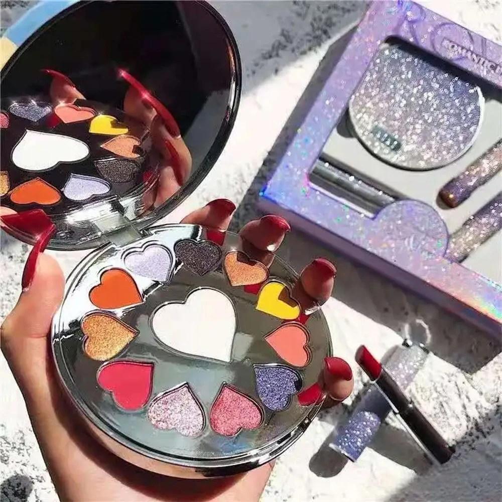 Highlighter makeup products Velvet Lipstick Valentine's Day Gift 12 Colors Matte Eyeshadow Palette Mascara Volume Eye Cosmetics
