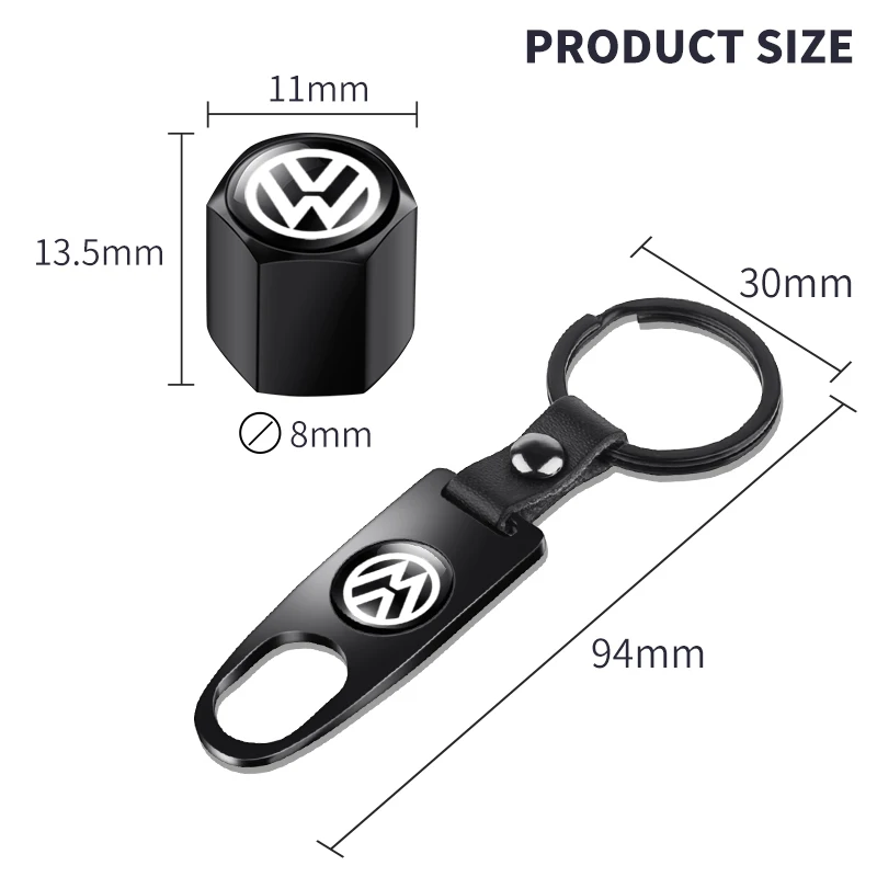 5PCS/set Car Wheel Tire Air Valve Caps with Keychain For VW GTI Polo Golf Passat Tiguan Arteon Touareg Taigo Caddy Accessories