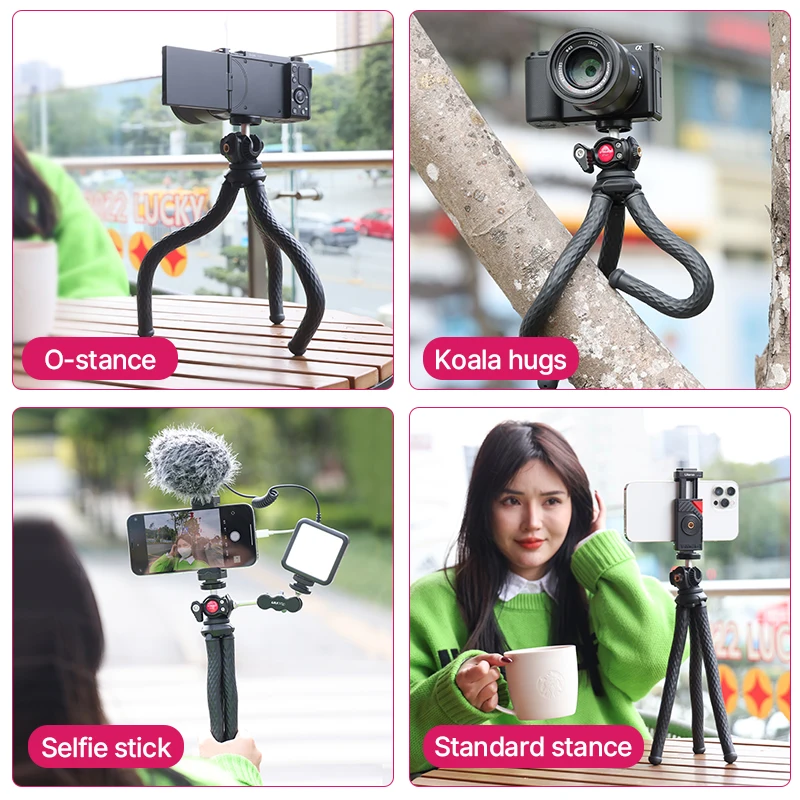 ULANZI FT-01 Flexible Mini Octopus Tripod for Phone DSLR Vlog Travel Photography With Cold Shoe Phone Holder Mount Mic Light