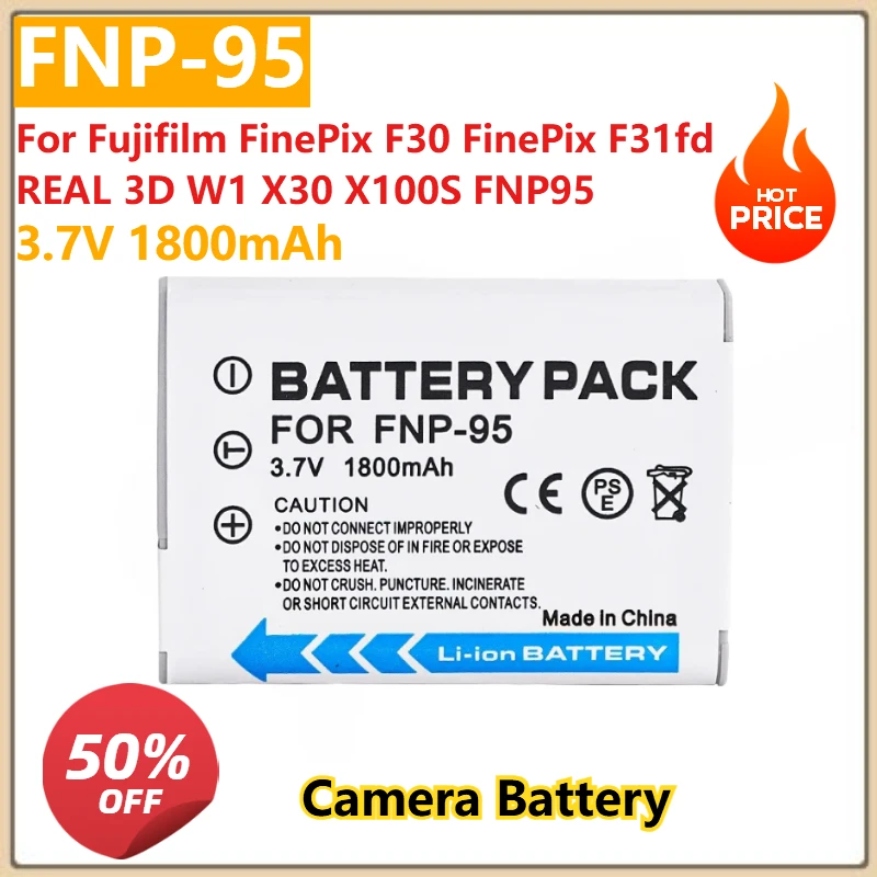 

for Fujifilm FinePix F30 FinePix F31fd REAL 3D W1 X30 X100S FNP95 Replacement Camera Battery FNP-95 3.7V 1800mAh