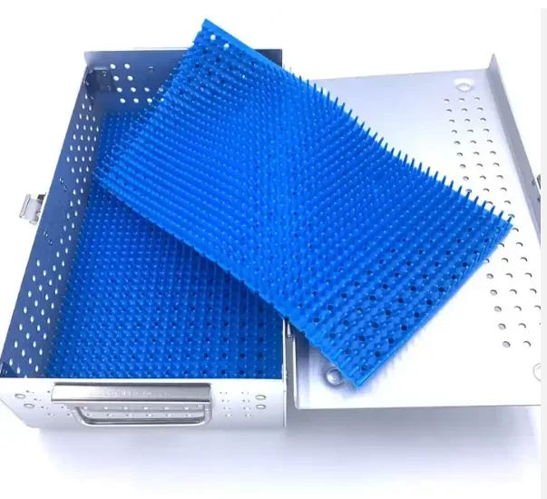 Customized Medical Instrument Surgical Stainless Steel Sterilization Box With Silicone Mat