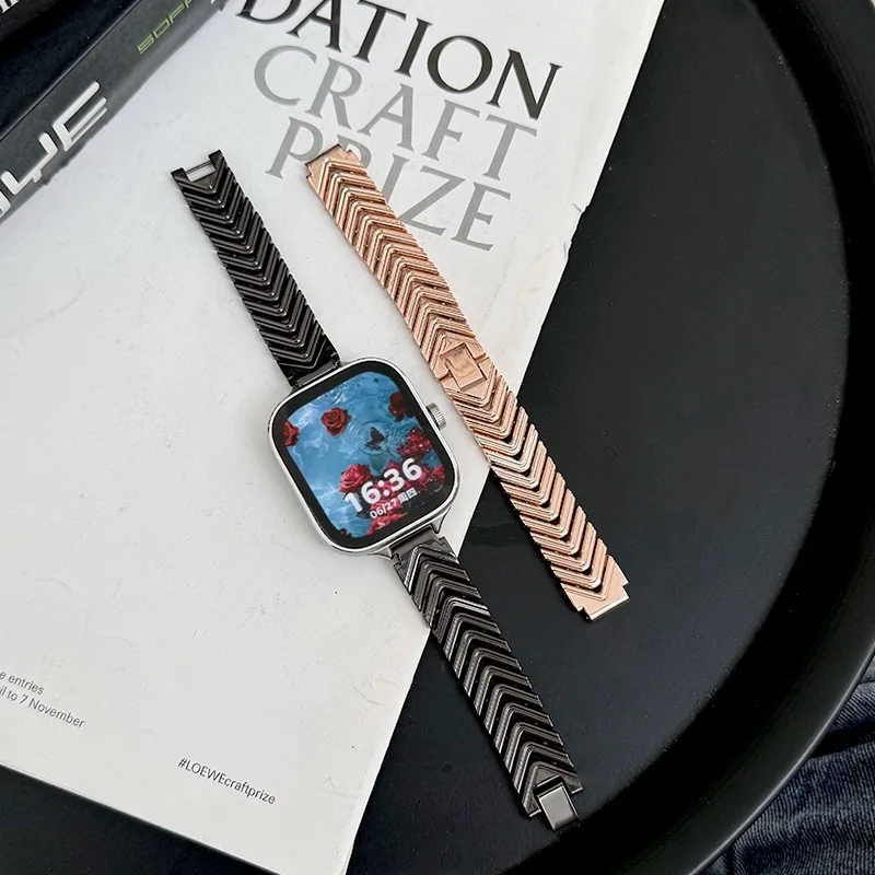 Correia de metal para relógio Redmi 4, aço inoxidável, pulseira Correa, pulseira esportiva para Xiaomi Band 8 Pro, substituição de pulso Smartwatch