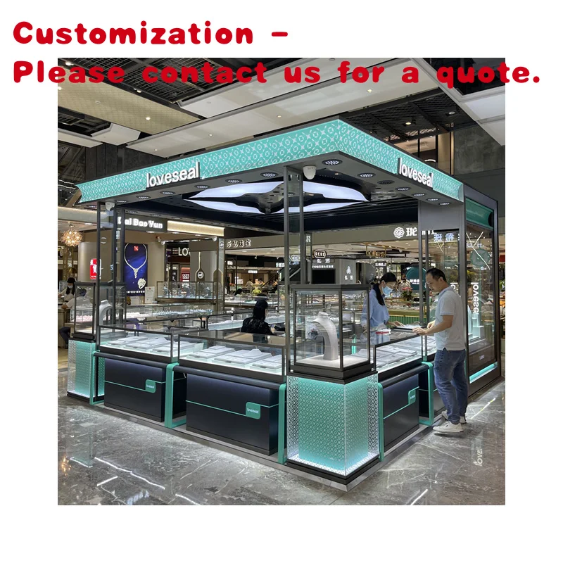 

custom.Shopping Mall Jewelry Kiosk Luxury Display Cabinet Customization Manufacturers Stainless Steel Glass Showcase Jewelry Cou