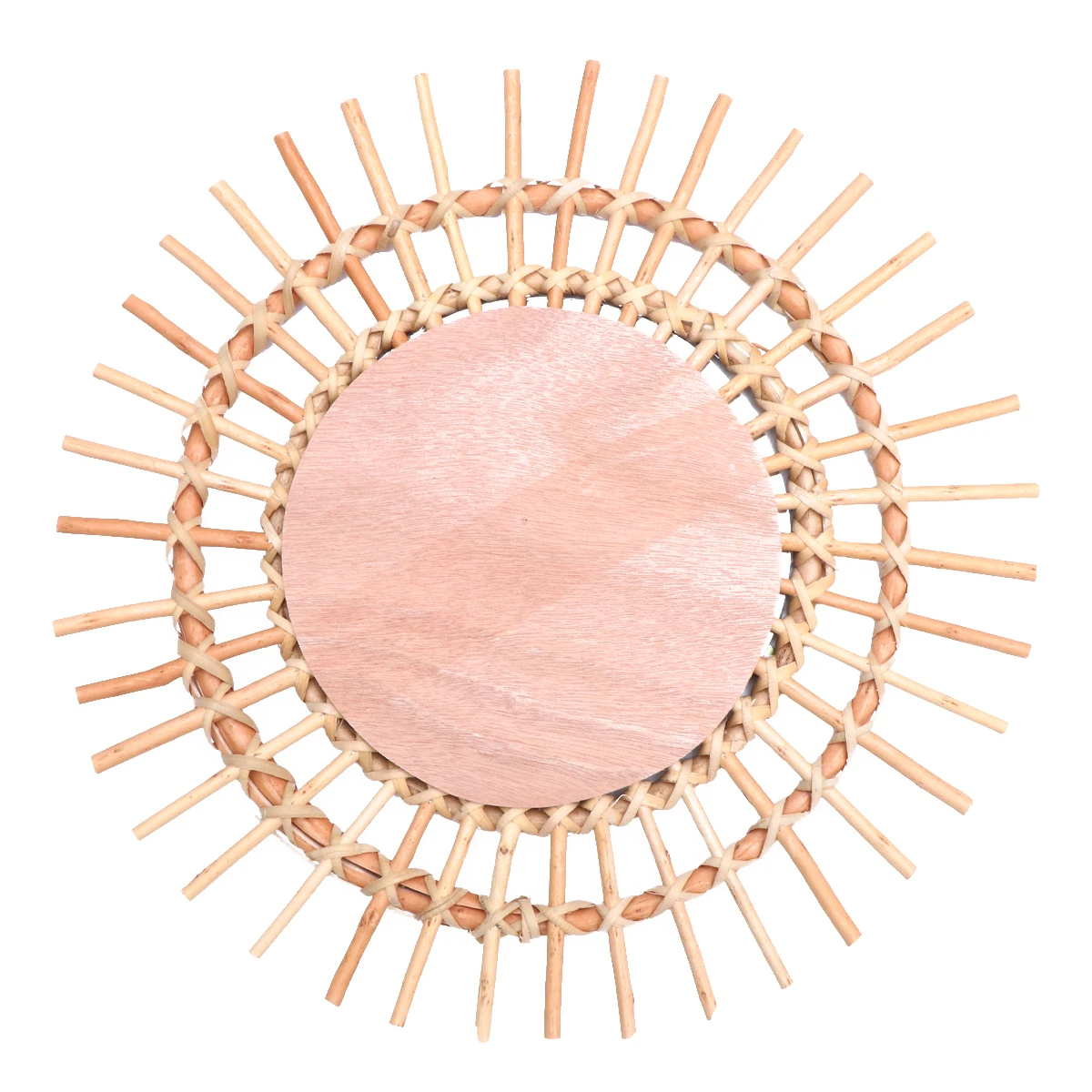 

Rattan Mirror Wall Hanging Decor Wicker Weave Design Simple Style Practical Home Photography Props Gift Family Friends