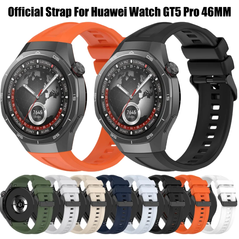 Pulseira de silicone original para huawei watch gt5 pro 46mm, pulseira esportiva correa pulseira cinto para huawei gt5 pro 46mm acessórios