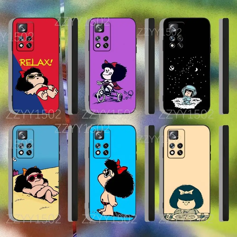 

M-MafaldaS Cute Girl For Samsung S25,S24,Ultra,S20,S30,Plus,S22,S23,Ultra,Plus,5G Black Silicone Soft Case