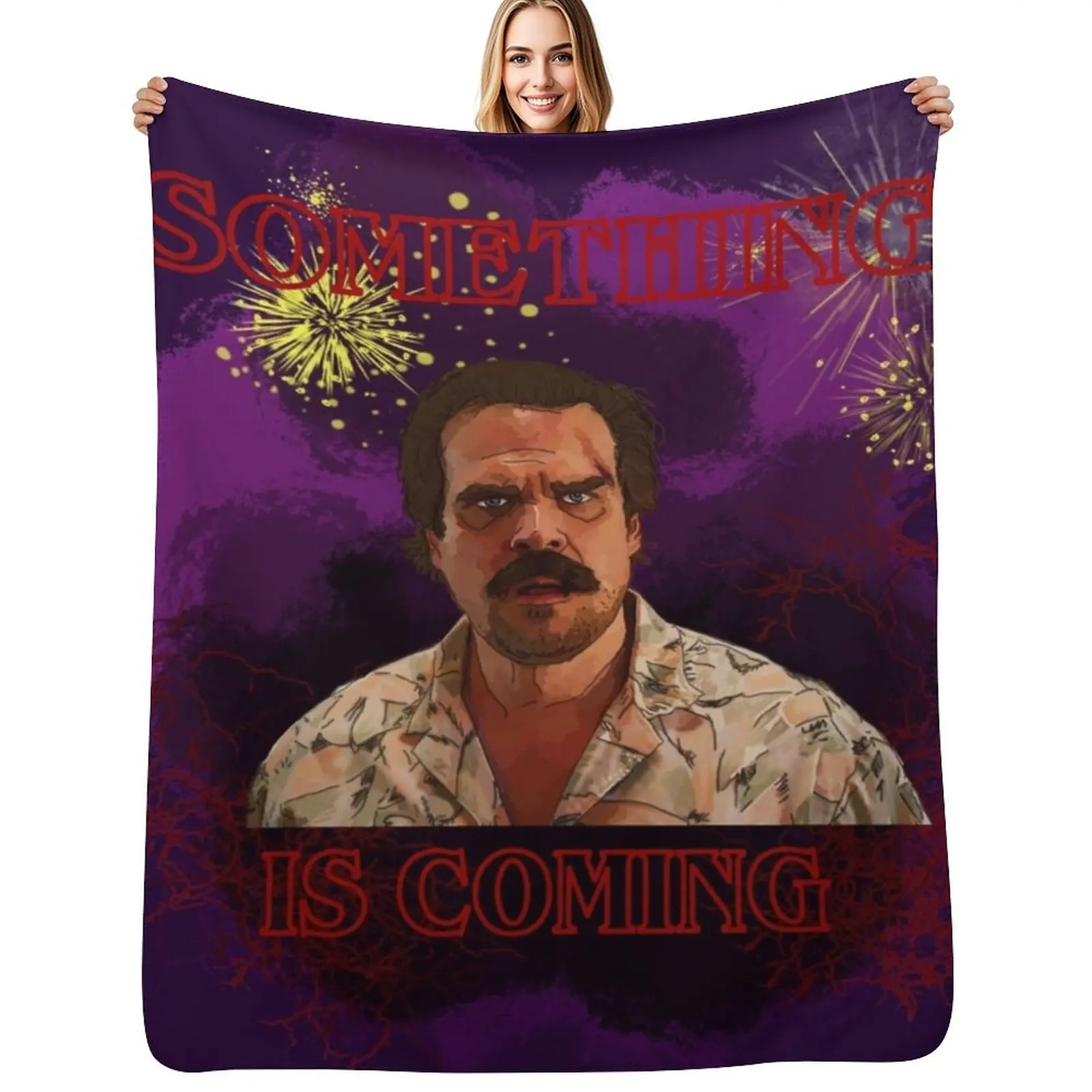 Manta con diseño de Stranger Things, cálida, de felpa y suave, para la sala de estar