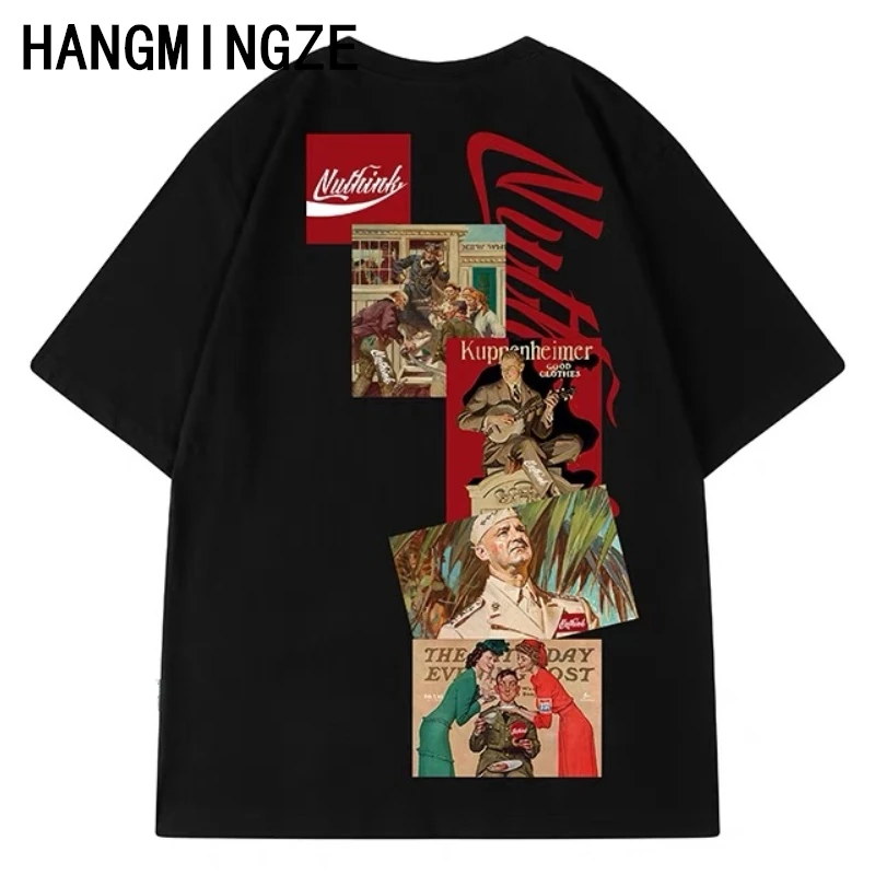 2024 Fashion Mens Tshirts Summer Harajuku Men Printing Hip Hop Oversized T-shirt Streetwear Loose Cartoon Funny T Shirts Man