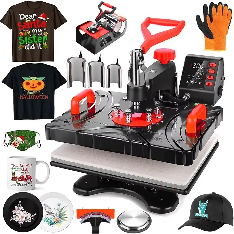 Easy to Operate Multifunctional Heat Press Sublimation Machine 8 in 1 Heat Press Machines for t Shirt Hat Mugs Plate