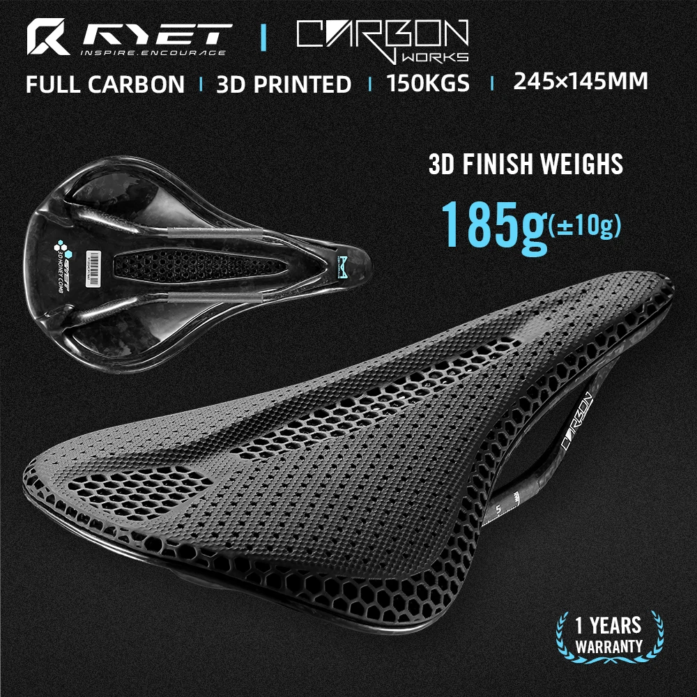 RYET Carbon 3D Printed Saddle 145MM 130g 7*9 Bike Seating For Men Women Triathlon Road MTB Mountain Gravel Cycling Parts