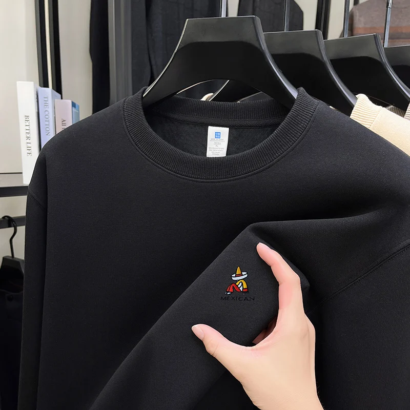 เสื้อฮู้ดผู้ชายสำหรับฤดูใบไม้ผลิและฤดูใบไม้ร่วง ปี 2025 ผ้าฝ้ายแท้ แขนยาว เสื้อยืดลำลองอเนกประสงค์ ชั้นใน