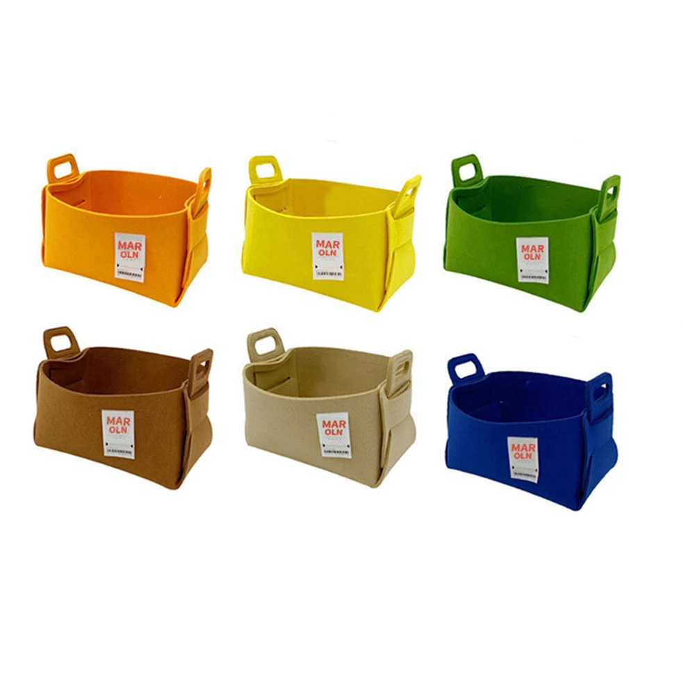 Korean Ins Candy Color Foldable Felt Vivid Storage Box Home Decoration Camping Snacks Sundries Felt Storage Basket Wholesale