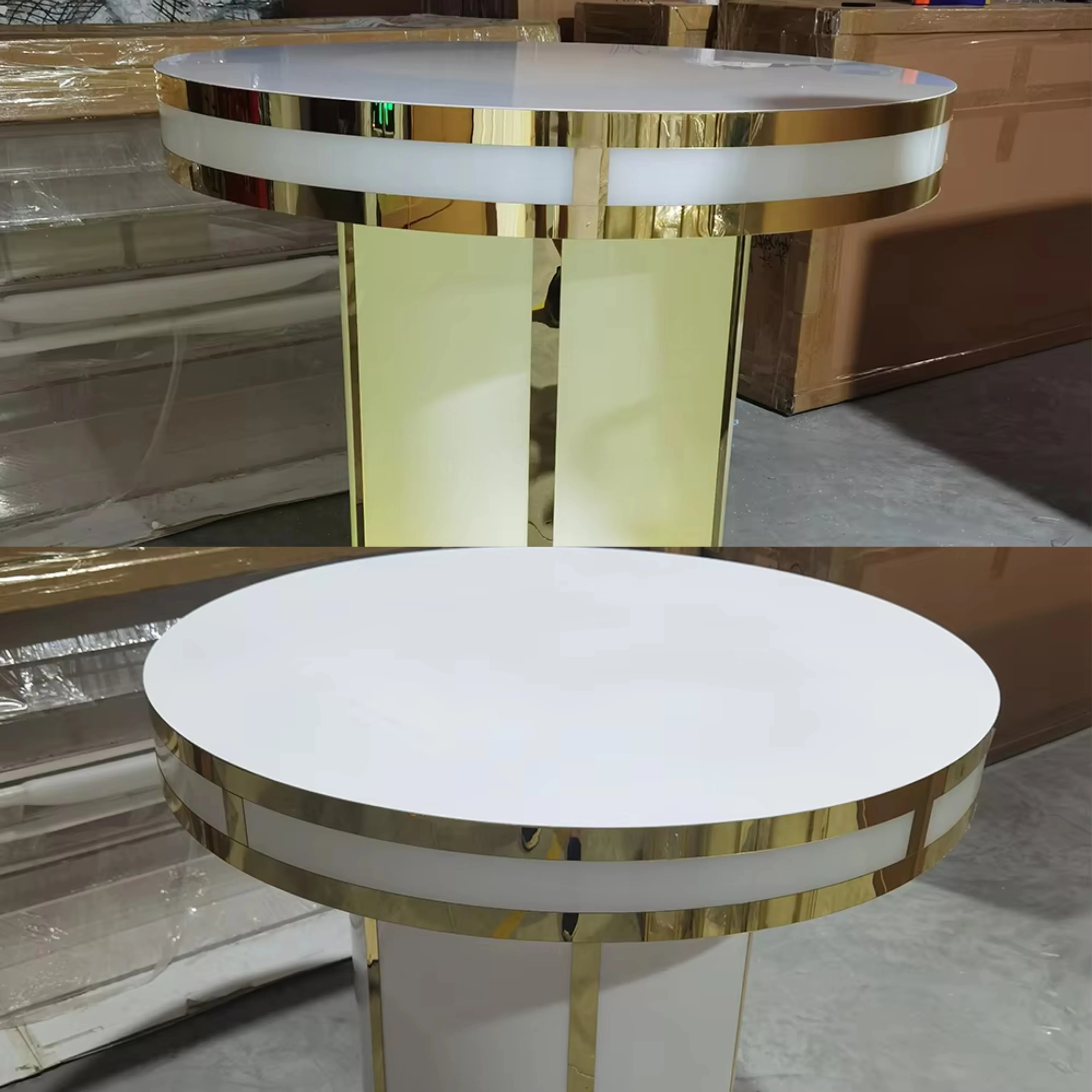 Light Luxury Wedding Cake Table Minimalist Modern Living Room Home Marble Stainless Steel Coffee Table
