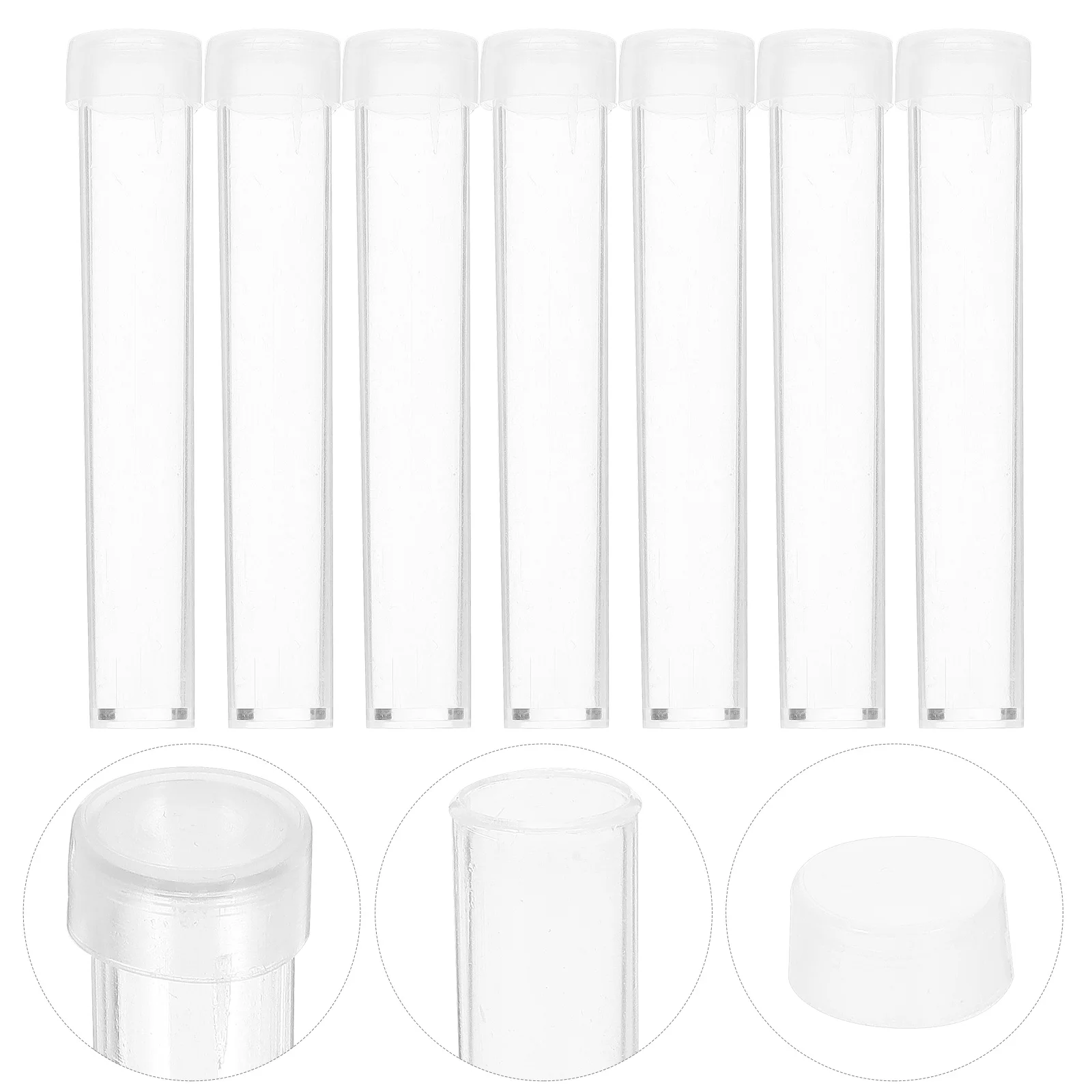 

25 Pcs Plastic Test Tube Storage Tubes Lids Clear Transparent with Caps Sewing Kit