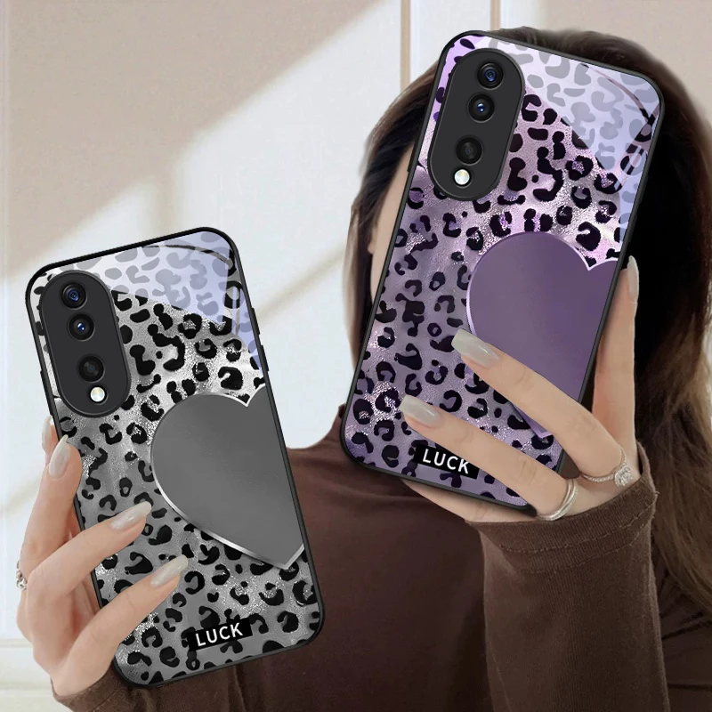 

Lucky leopard print heart For Honor Magic 4 5 6 Pro 7 X6 X9c X9 X6b X8 X9b X5b X8b 30 Pro+ 50Pro 70 90 200 Lite Glass Phone Case