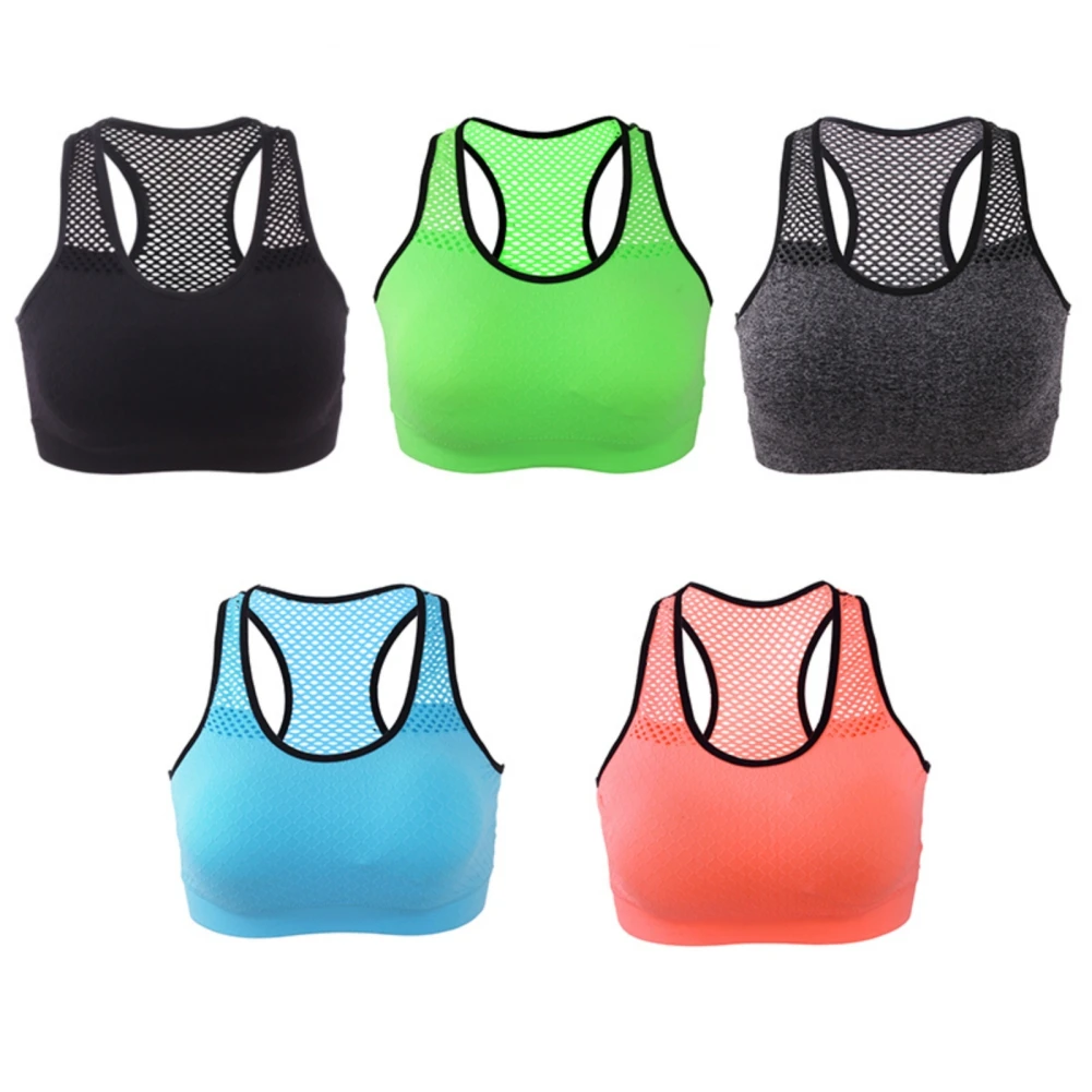 Women Seamless Mesh Sports Bras Fitness Gym Running Underwear Shockproof Bra Wireless Crop Top Breathable Yoga Bra