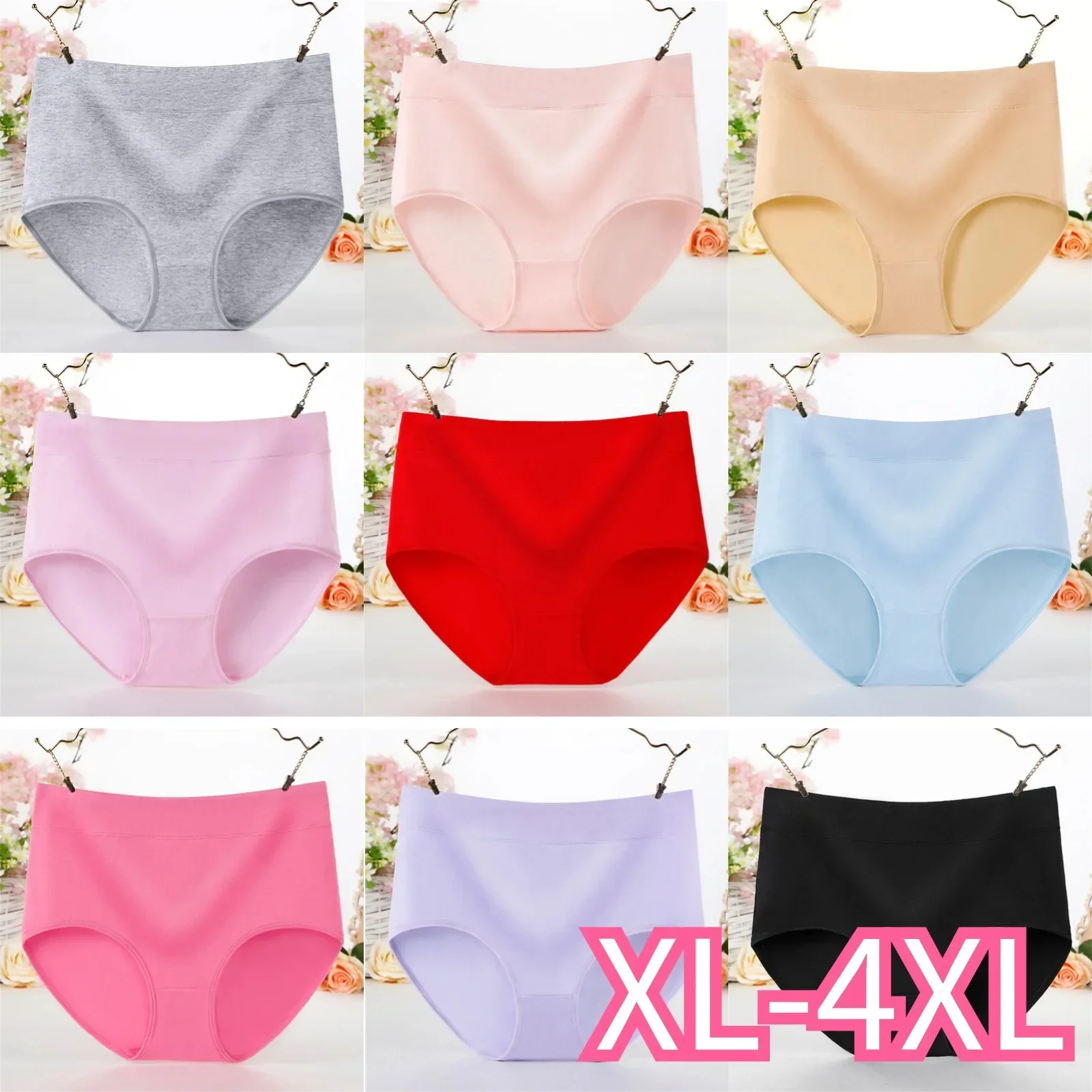 

Women's Underwear Cotton Panties for Female Plus Size Briefs Girls Lingeries Ladies Pantys Solid Color Underpants