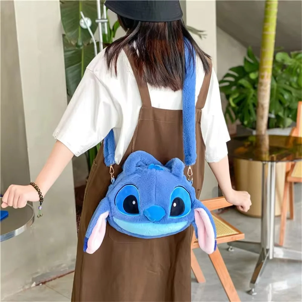 Disney Stitch Messenger Bag Plush Toys Kawaii Lilo&Stitch Plush Girl Handbag Anime Stuffed Toys Kids Cartoon Plushie Soft Bag