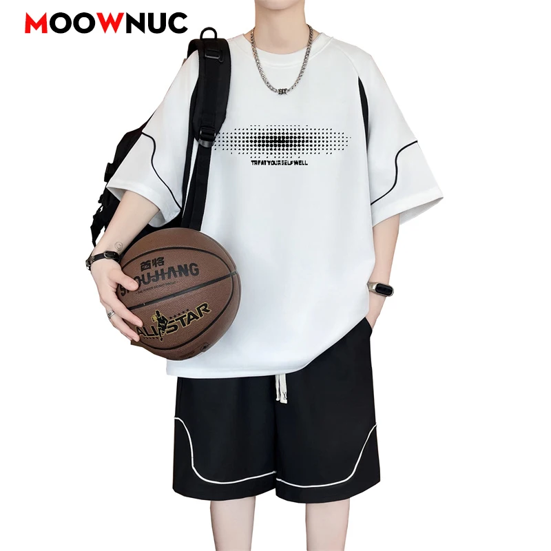 

Men Tracksuit Casual Joggers Sportswear T-shirt and Shorts 2 Piece Sets Hip Hop Running Sports Suit Mens Clothes Summer New