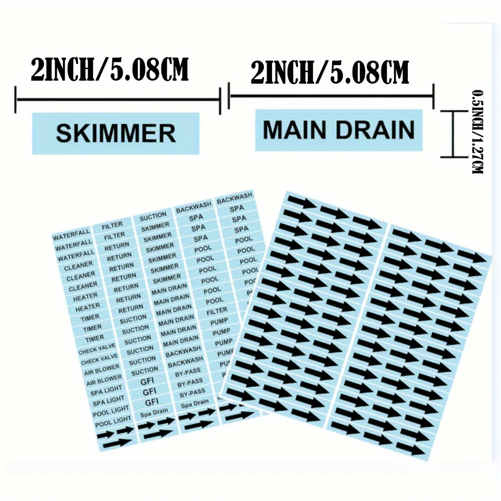 Imagem -02 - Waterproof Pvc Encanamento Etiquetas para Piscina e Equipamentos Spa Identificação Adesivos em em 125 Pcs