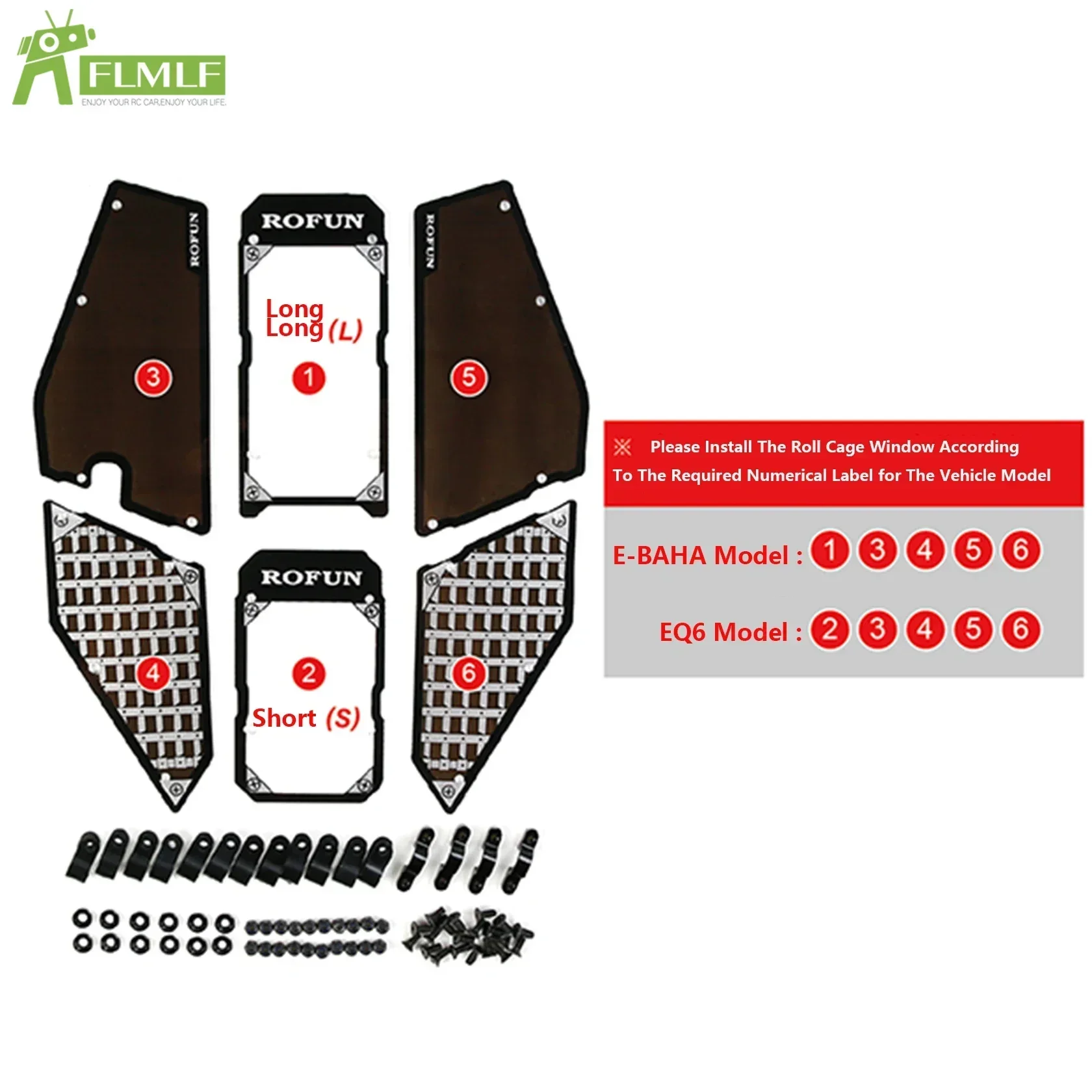 Plastic Beschermende Rolkooi Autoruit Set Fit voor 1/5 ROFUN E-BAHA ROVAN E-BAJA EQ6 Rc Auto Speelgoed Games Onderdelen