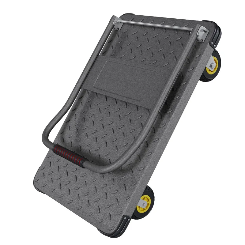 Black color thickened steel plate truck trolley pulling goods Durable small trailer Express small trolley handling flatbed