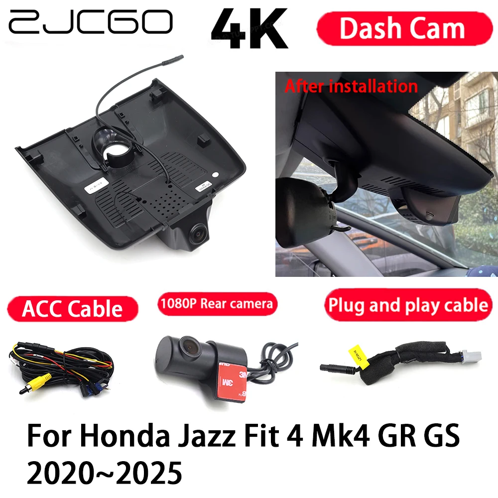 

Car Camera 4K Plug and Play Dash Cam Video Recorder Night Vision for Honda Jazz Fit 4 Mk4 GR GS 2020-2025