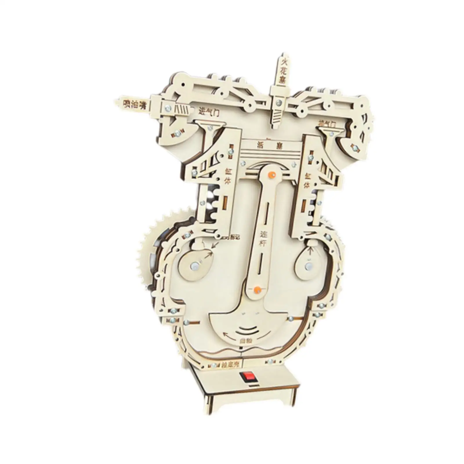 Car Engine Model Toy Wooden Internal Combustion Engine Physics Science Kit for Kids Adults Educational Home School Invention Toy