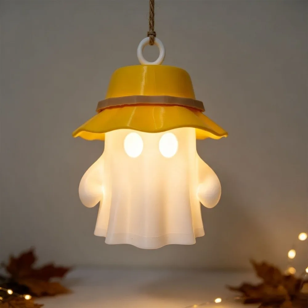 Warm Flickering Glow Ghost Night Light Lightweight LED Light Campfire Table Lamp Portable Design Ghost Shape Camping Lantern