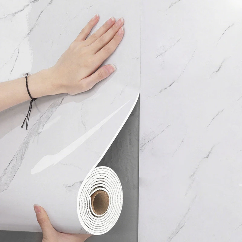 1 Roll Marble Imitation Ceramic Tile Self-Adhesive Wallpaper Thick Foam Bedroom Wallpaper Bathroom Waterproof Wall Sticker