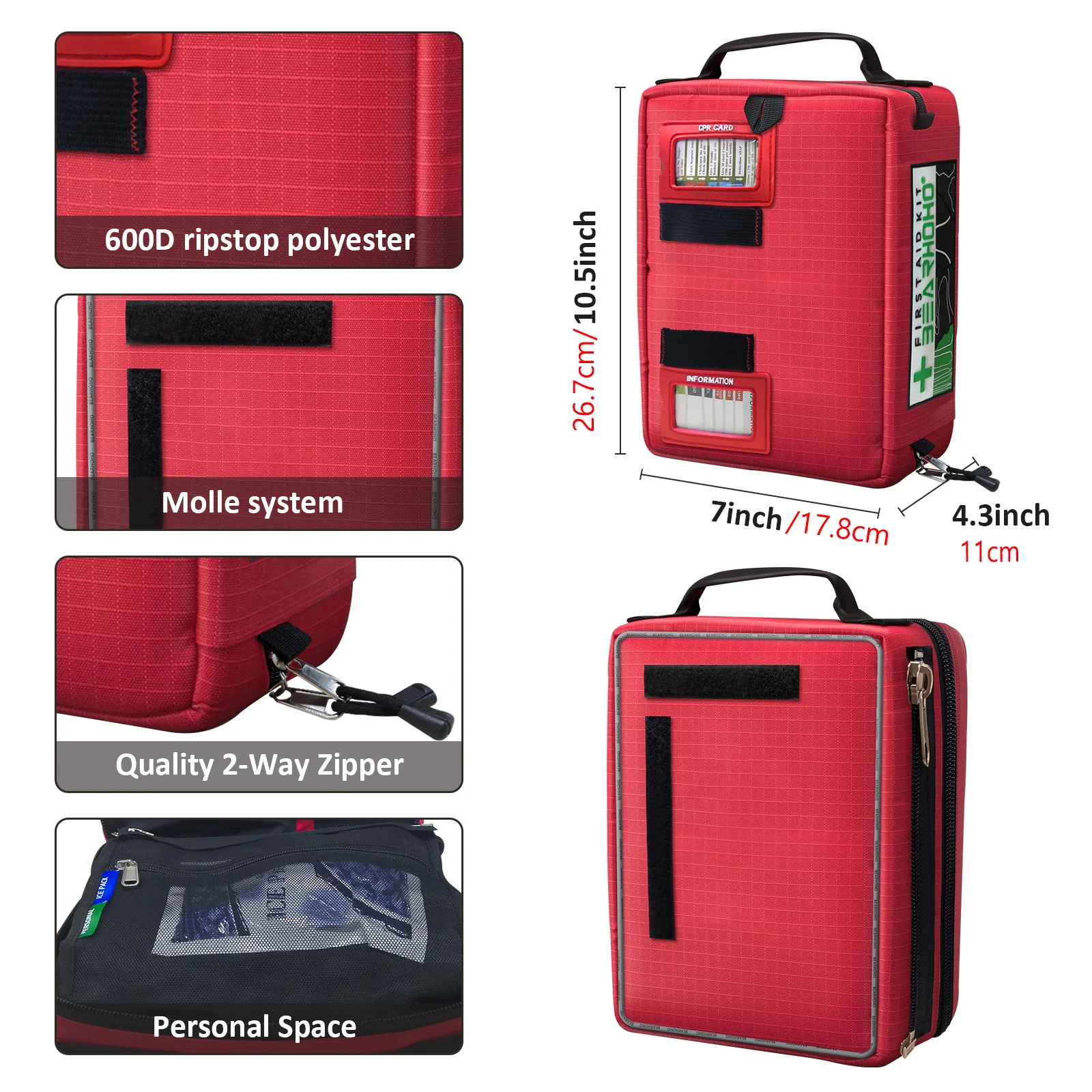255pcs Complete First Aid Kits Emergency Survival Kit Medical Bag with Storage Label for Hiking Camping Hunting Travel Wound Bag